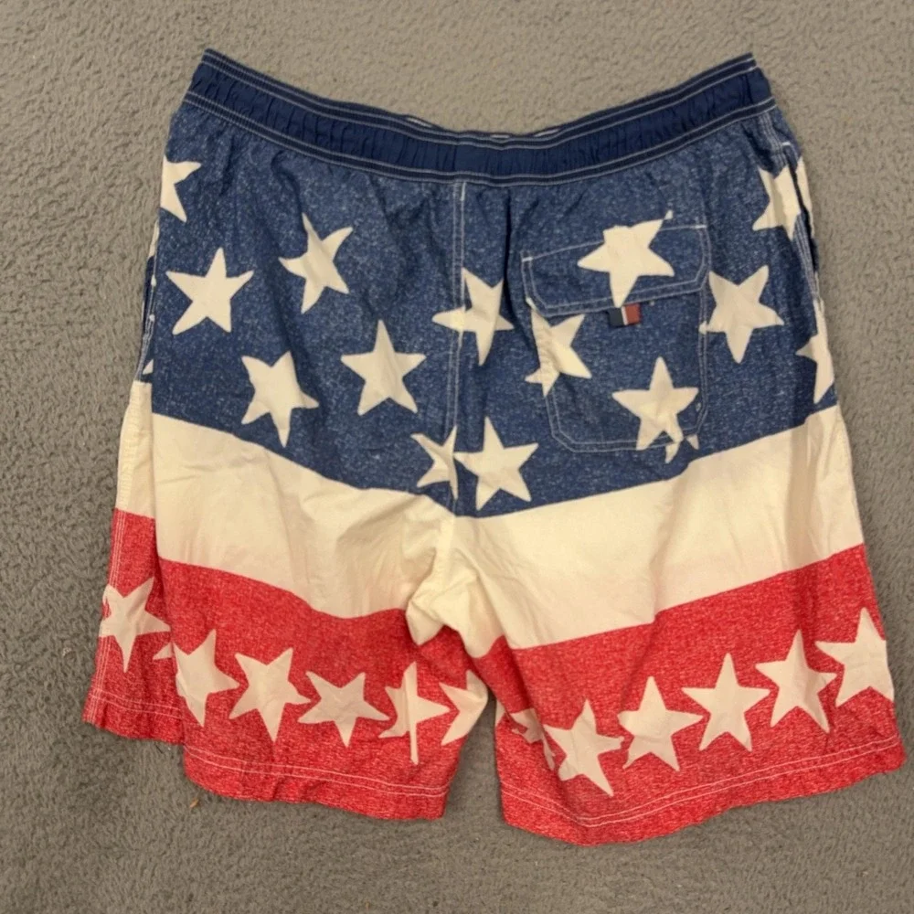 Tommy Hilfiger Swim Trunks Mens XL USA Flag Stars Elastic Waist Mesh Lined